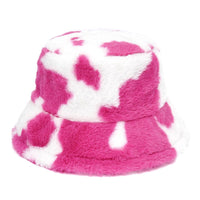 Thumbnail for Colorful Faux Fur Bucket Hat - Fuchsia-White / M 56-58cm