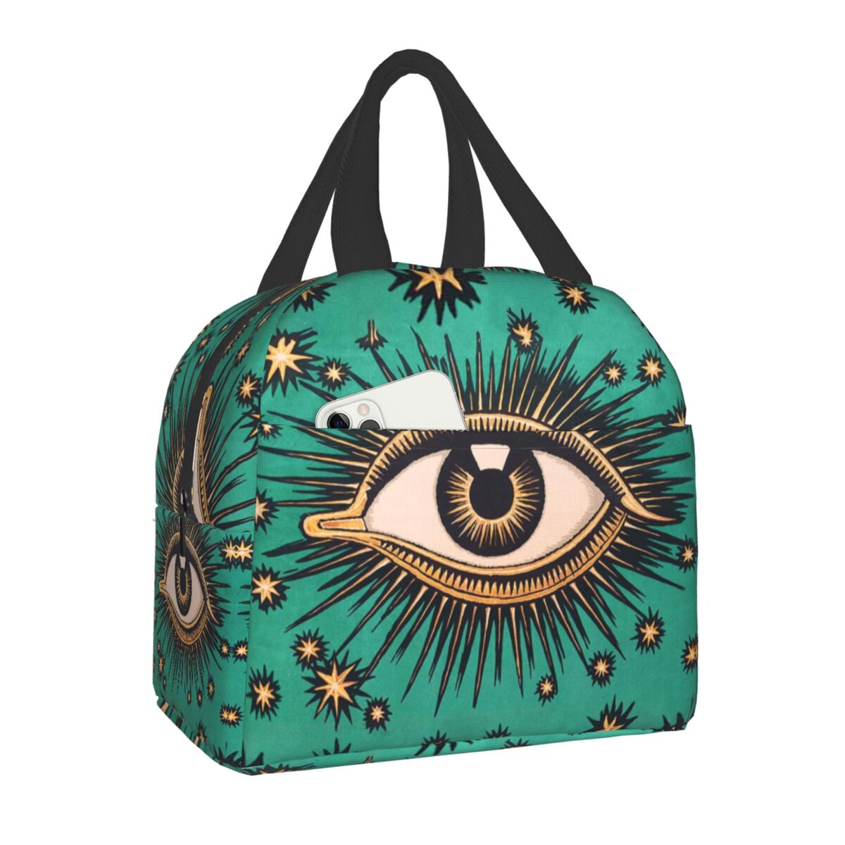 Eyes Protection Thermal Insulated Lunch Bag - Green-Golden /