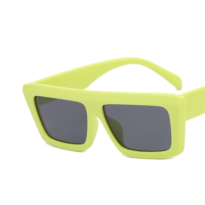 Square Cat Eye Sunglasses - Yellow-Green-Gray / One Size
