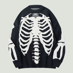 Skeleton Knitted Oversized Sweater - Black / M