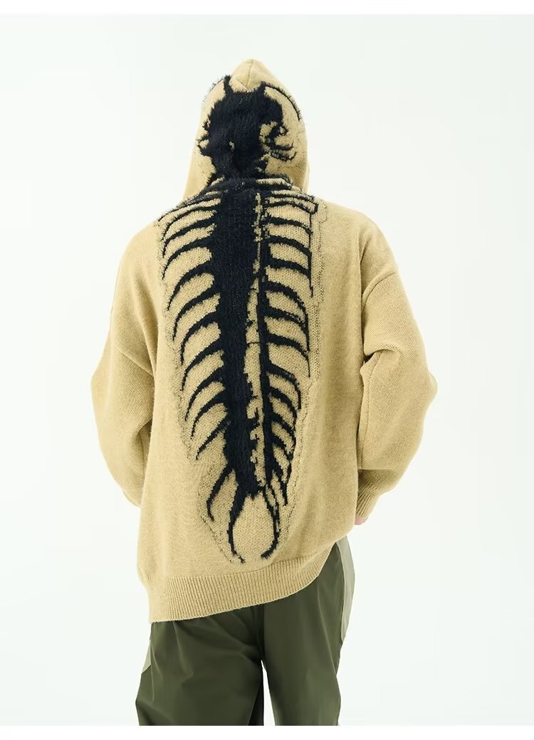 Skeleton Gothic Knitted Hoodies - hoodie