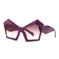 Thumbnail for Tinted Irregular Shape Sunglasses - Purple Pink