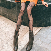 Thumbnail for Nylon Mesh Pantyhose - Black Love / One Size - Socks