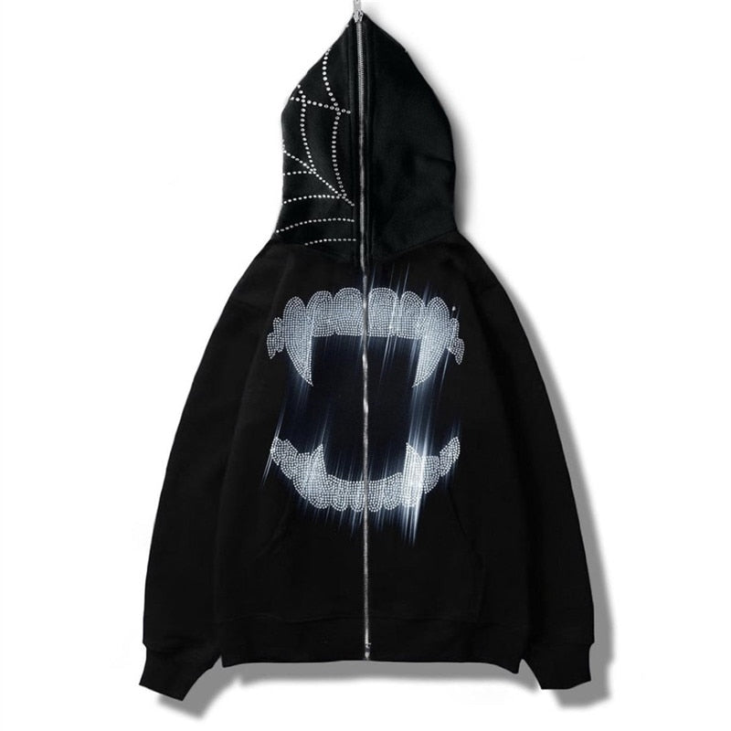 Gothic Oversize Jacket with Hood - jacket hood