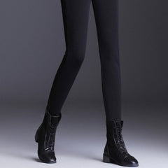 Black Velvet High Waist Warm Leggings - Pants