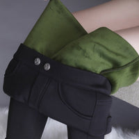 Thumbnail for Black Velvet High Waist Warm Leggings - Pants