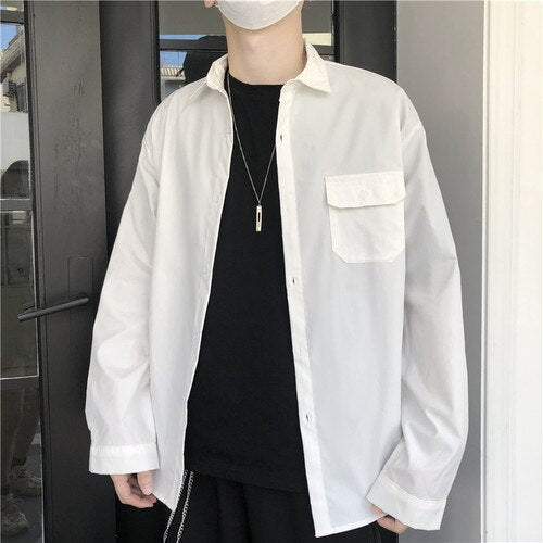 Stylish Loose Long Sleeve Shirt - White / S - Shirts