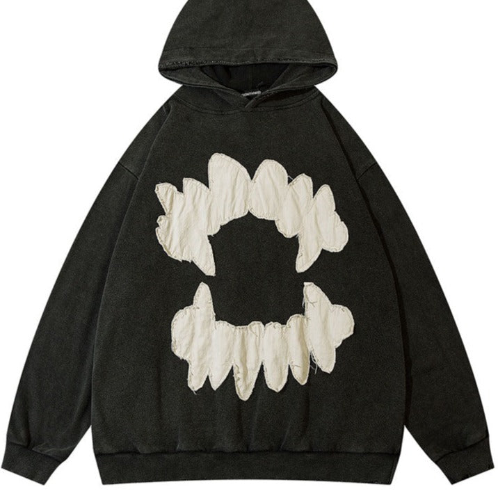 Oversize with teeth embroidery hoodie - Hoodies