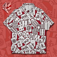 Short-Sleeved Full Print Summer Shirt - Red / XS