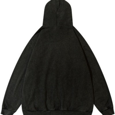 Oversize with teeth embroidery hoodie - Black / M - Hoodies