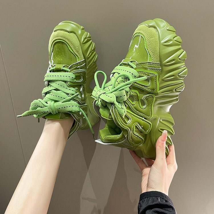 Fashion Soft High Platform Shoes - Green / 35