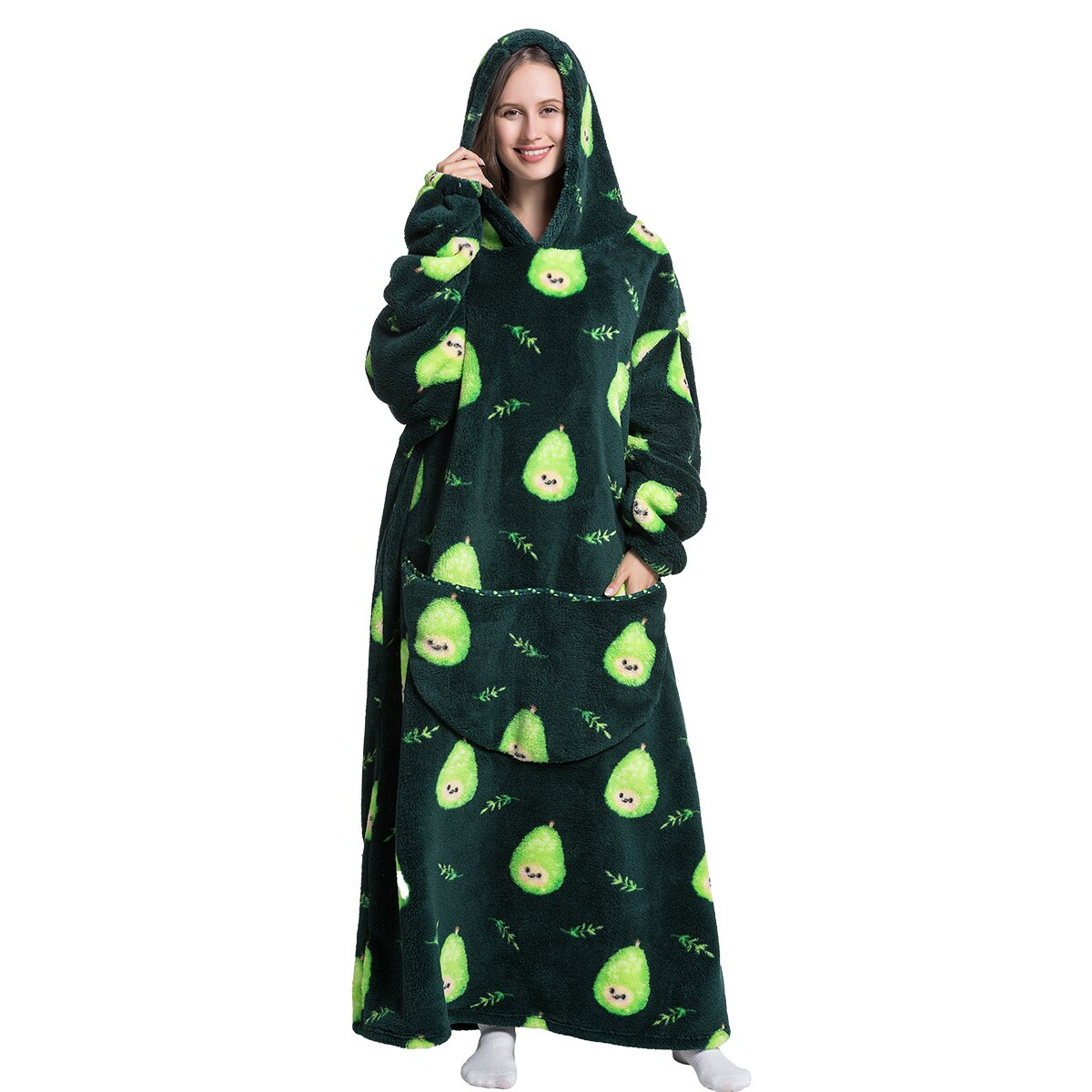 Cute Oversized Blanket Hoodie - Dark Green / One Size -
