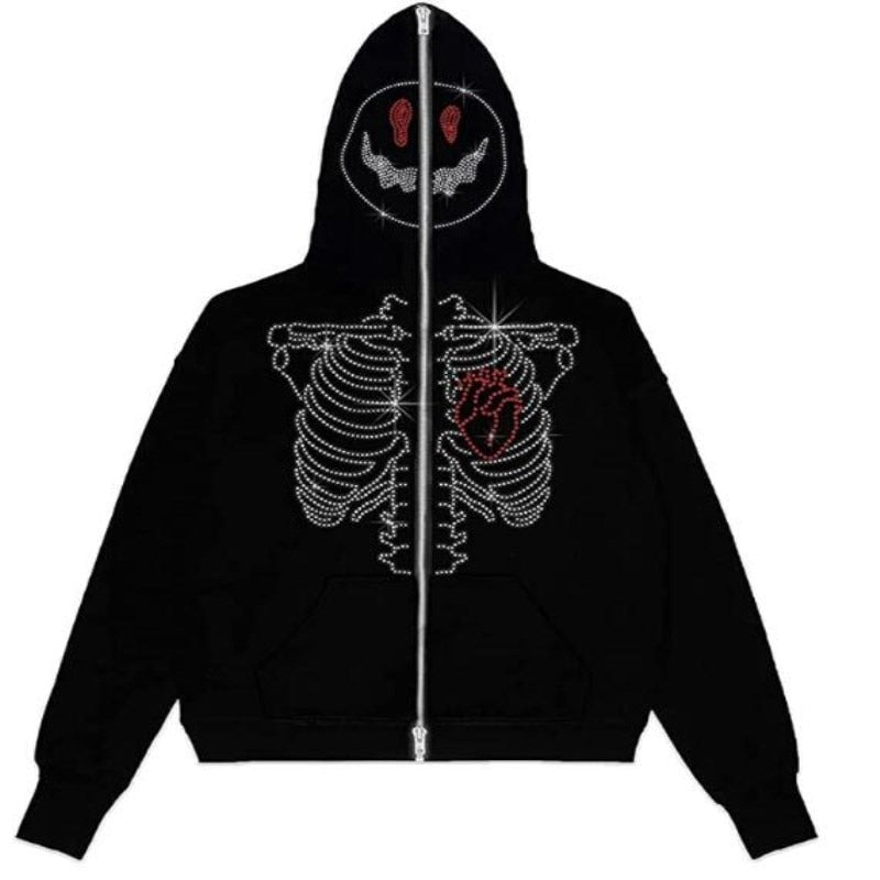 Gothic Oversize Jacket with Hood - White-Black / S - jacket