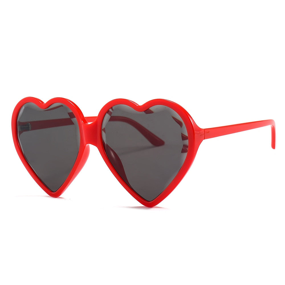 Heart Shaped Sunglasses - Red-Black / One Size