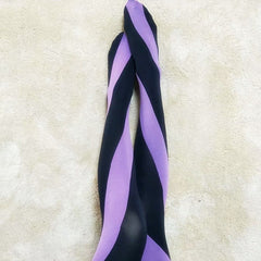 Contrast Color Twist Stockings - Black- Lavender / One Size