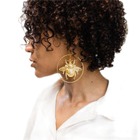 Thumbnail for Gold Wasp Hoop Earrings - One Size