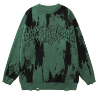 Thumbnail for Letter Gothic Knitted Sweaters - Green / M - Sweater