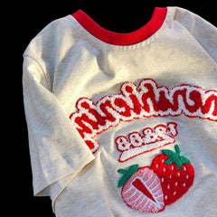 Strawberry Fruit Embroidered Loose T-shirts - Gray / S -