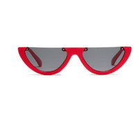 Thumbnail for Cool Semi-Rimless Narrow Frame Cat Eye Sunglasses - Red Gray