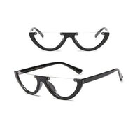 Thumbnail for Cool Semi-Rimless Narrow Frame Cat Eye Sunglasses - Black
