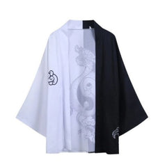 Dragon Yin & Yang 3/4 Sleeve Kimono - KIMONO