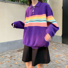 Rainbow Color Striped Kawaii Sweatshirt - SWEATSHIRT