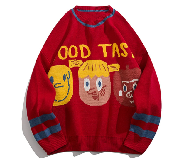 Cartoon Girl Ood Tas Knitted Sweater - Red / One size