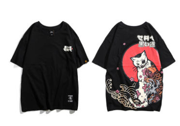 Asian street design Cat&Koi T-shirt - T-shirts