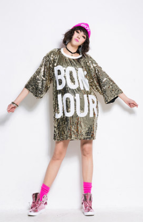 Bon Jour Sequin Mid-length Oversize Dress