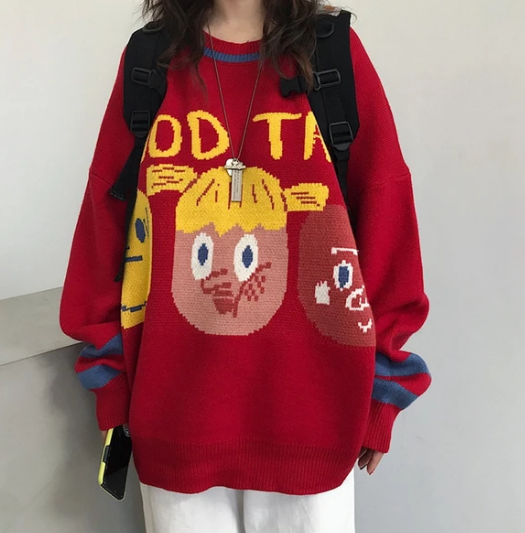 Cartoon Girl Ood Tas Knitted Sweater