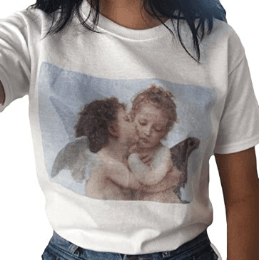 Angel Kissing Aesthetic Vintage T-Shirt - T-shirts