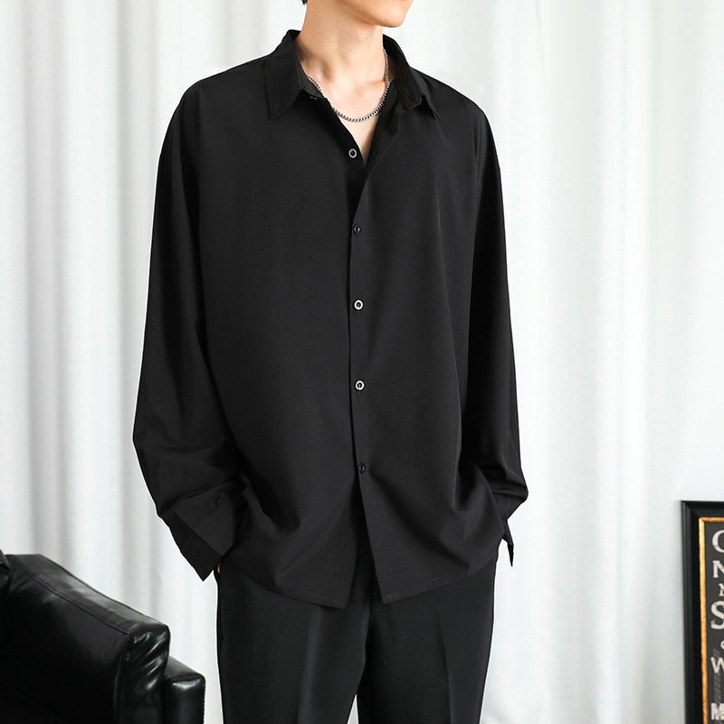 Classic Solid Long Sleeved Shirt - Black / S
