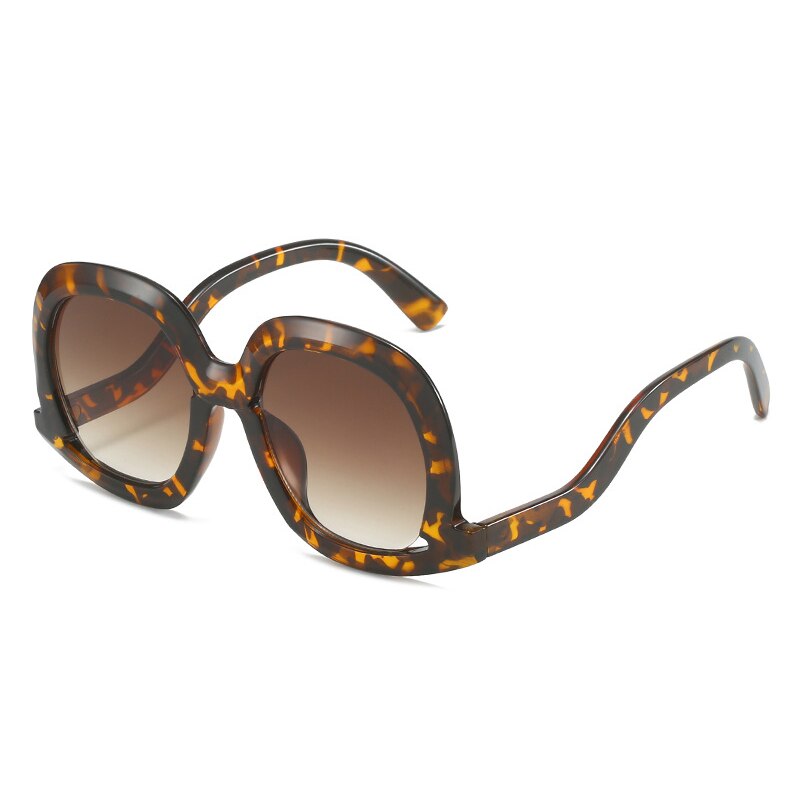 Hollow Oval Gradient Sunglasses - Leopard-Gradient / One