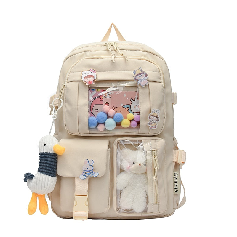 Cute Teddy Bear School Backpacks - White-Duck / Only Bag -