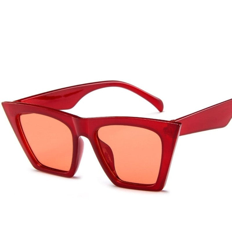 Gradient Cat Eye Sunglasses - Red-Red / One Size