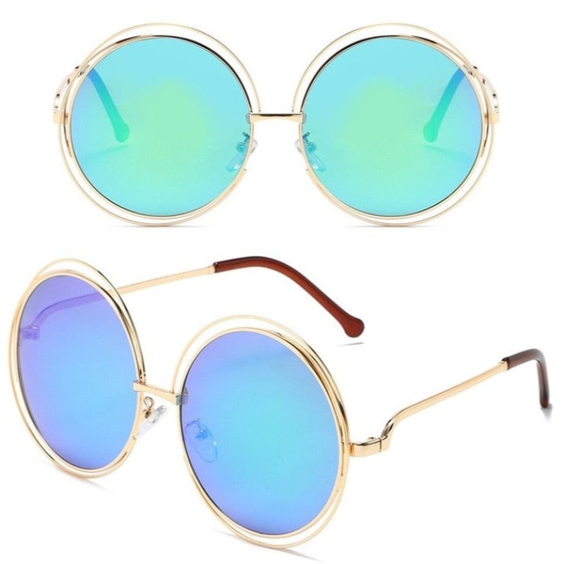 Oversized Round Sunglasses - Blue / One Size