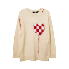Embroidered Wide Sweater With Heart - Apricot / S