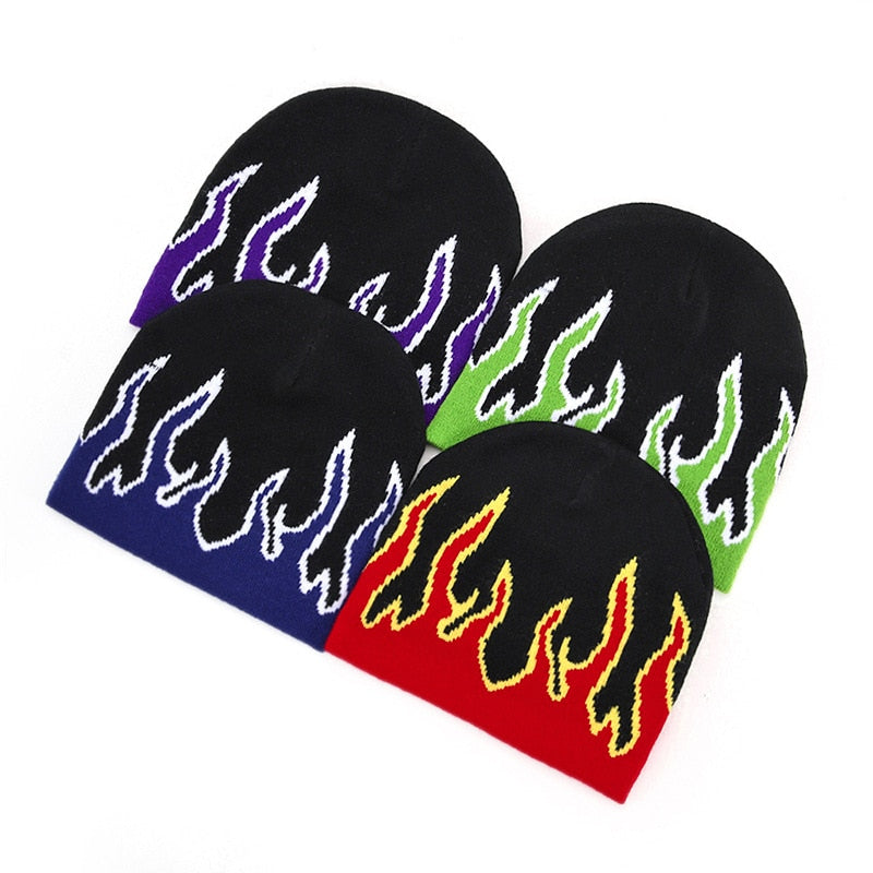 Flame Gothic Knitted Beanie