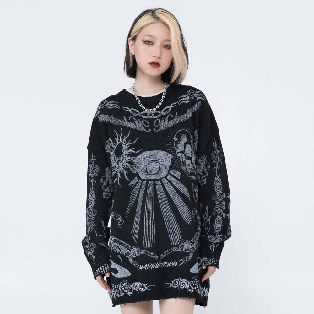 Rose Eye and Skull Scorpion Made Extreme Sweater