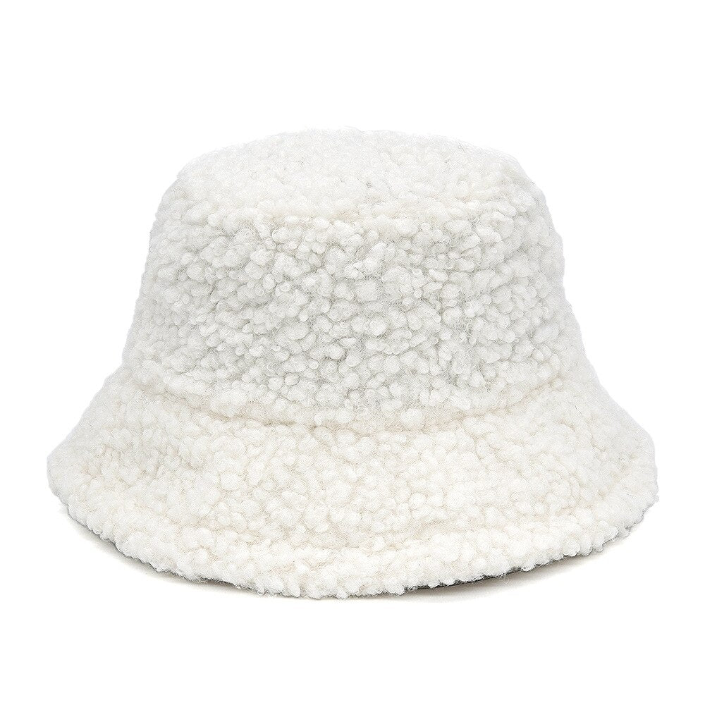 Colorful Faux Fur Bucket Hat - Black-Only / M 56-58cm