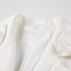 White Ribbon Single Breasted Long Sleeve Blazer
