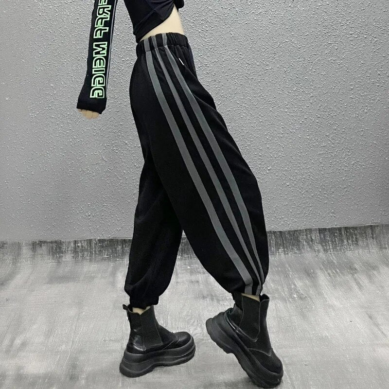Harajuku High Waist Side Stripe Loose Harem Pants