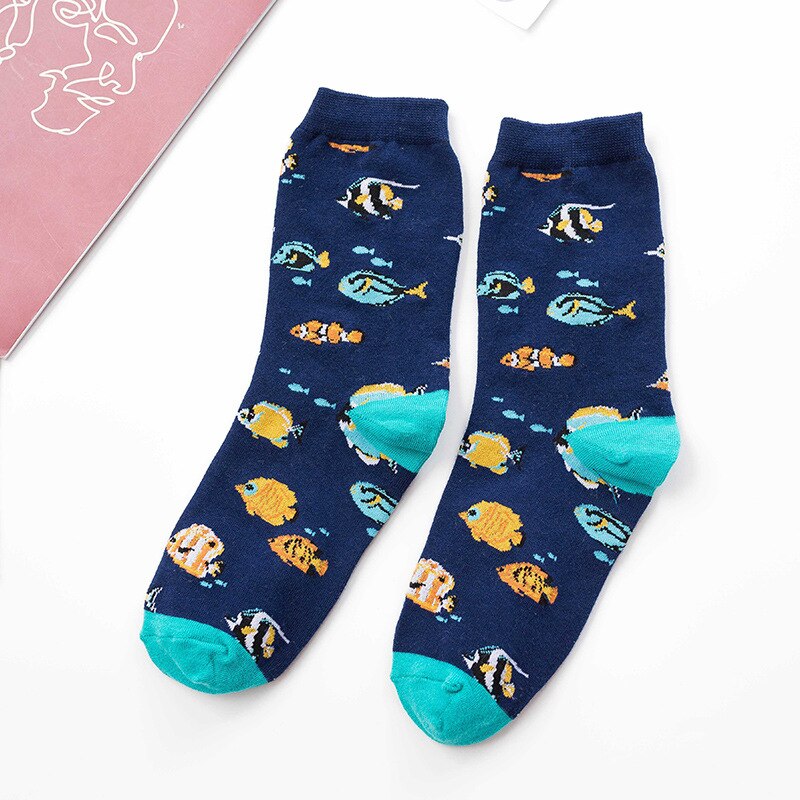 Cartoon Variety Socks - Dark Blue / One Size