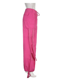 Thumbnail for Pink Capris Lace-Up Ribbon Pants