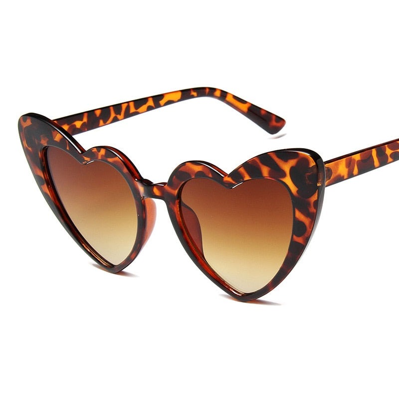 Heart Big Frame Eyewear Sunglasses - Leopard / One Size
