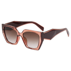 Square Polygonal Sunglasses - Pink-Brown / One Size
