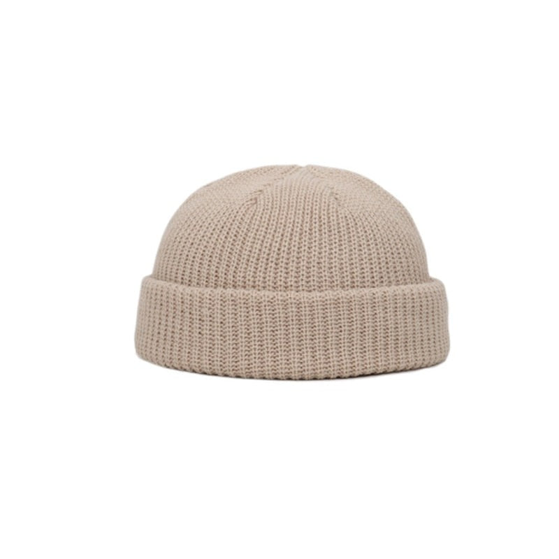 Solid Color Warm Knitted Beanies - Beige / One Size - Beanie