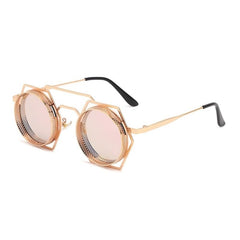 Round Sunglasses With Polygonal Base - Pink / One Size