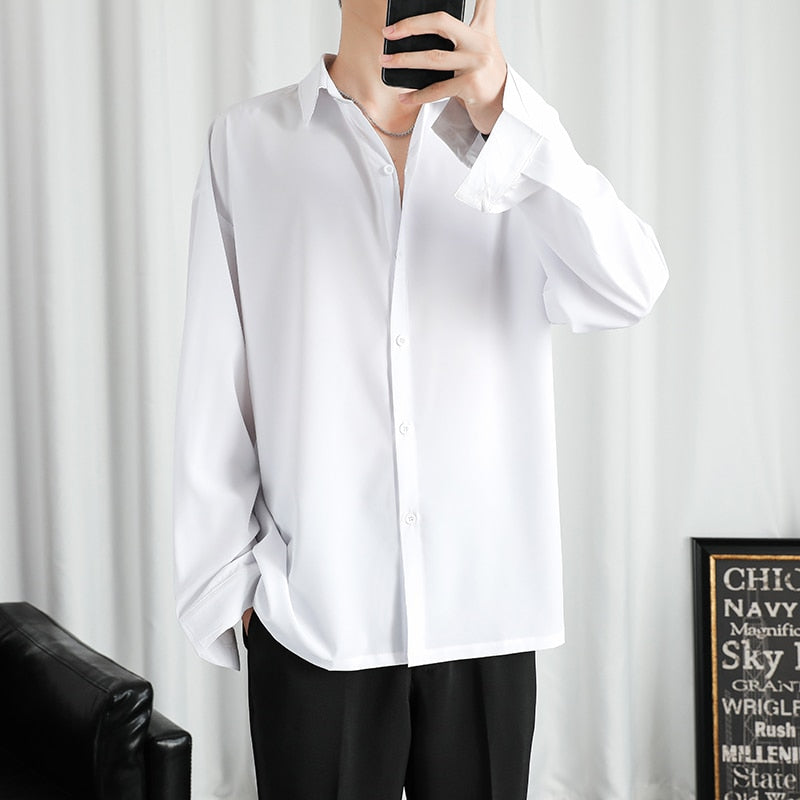 Classic Solid Long Sleeved Shirt - White / S