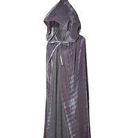 Thumbnail for Solid Color Velvet Gothic Hooded Cloak - Gray / 60CM